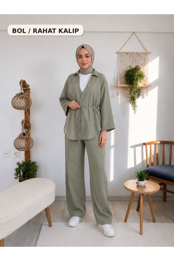 Yunara Women's Summer Tencel Fabric Tie-Dye Kimono Shirt and Pants Set