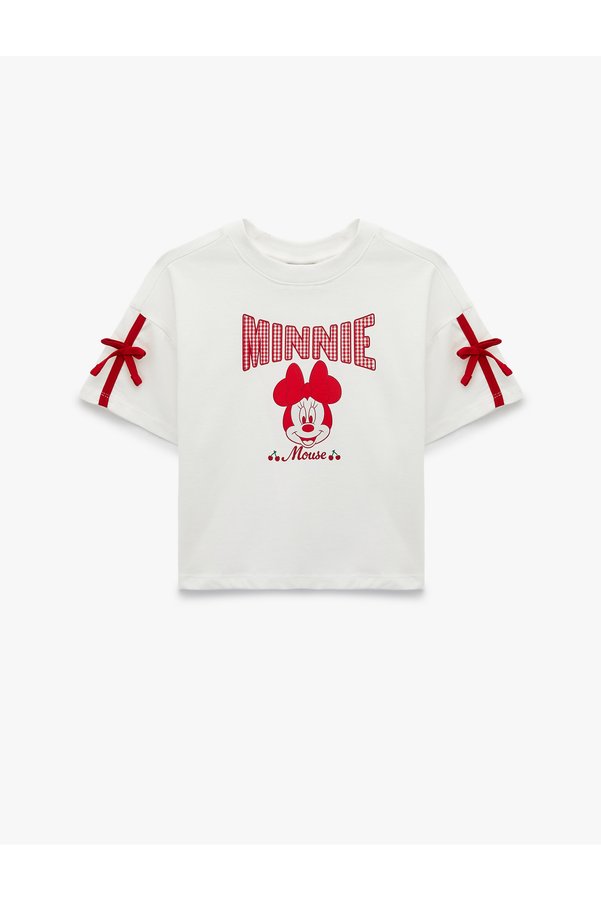 Koton Minnie Mouse Bowknot Crew Neck Short Sleeve Cotton Licensed T-Shirt