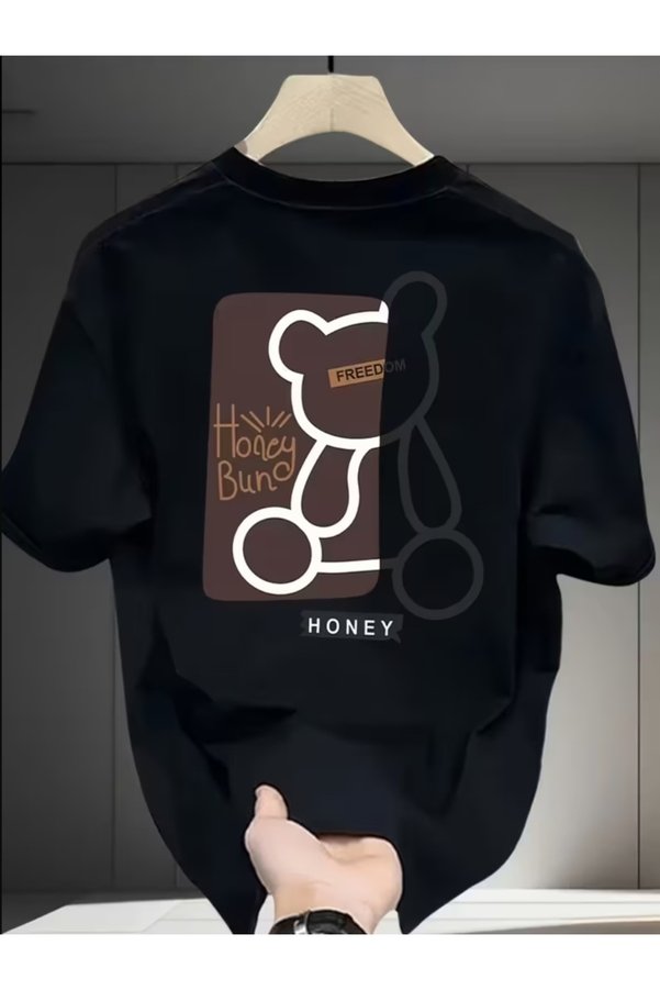 EURO CODE Honey Bear Printed Oversize Men's T-Shirt