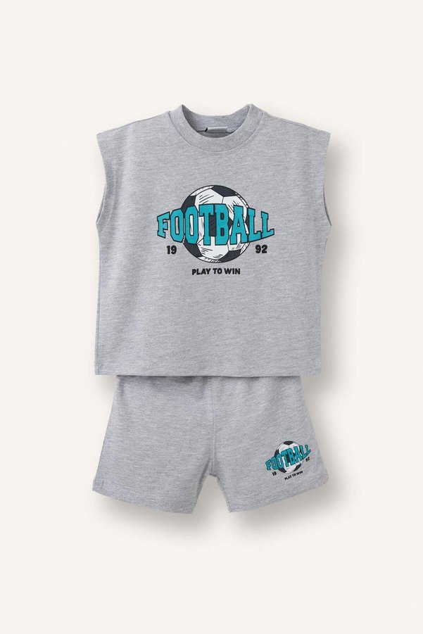 Defacto Football Ball Printed Athlete Shorts 2-Piece Set Baby Boy H8278A526Hs