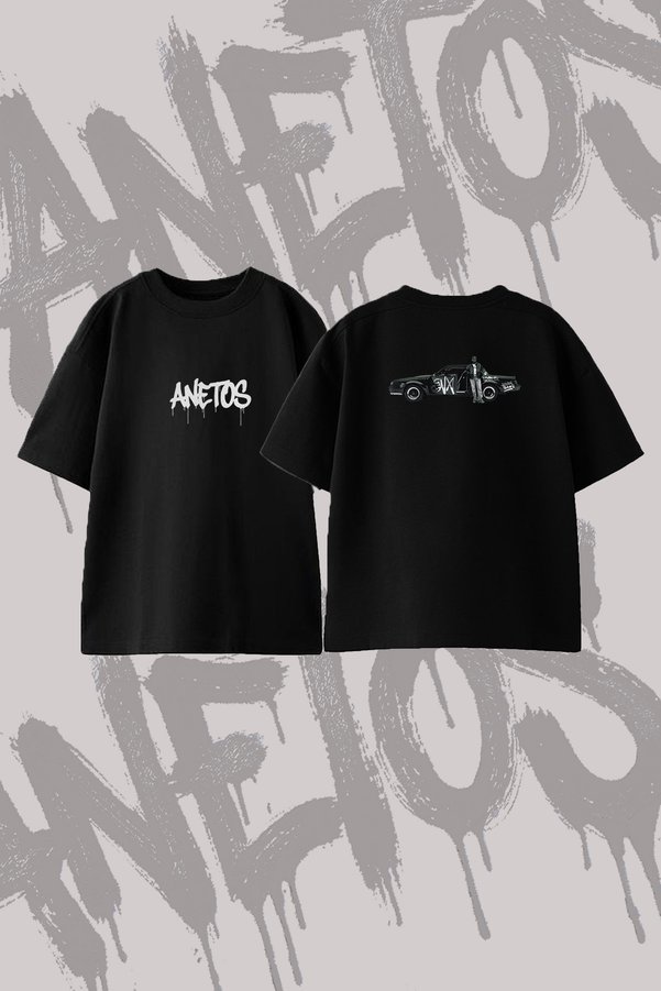 Anetos Kendrick Lamar_25 Design Back Printed Cotton Black Oversize T-Shirt