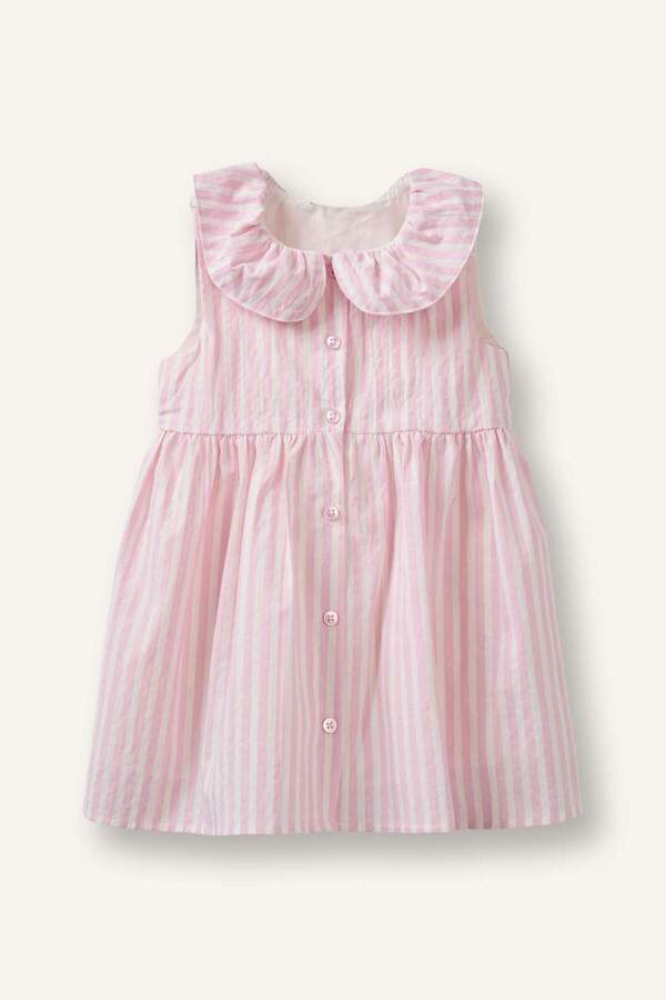 Defacto Striped Baby Collar Seersucker Textured Mini Dress Baby Girl H4778A526Sm
