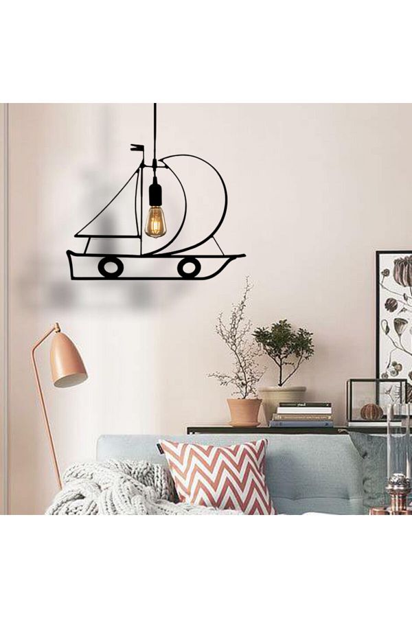 Bundera-Boat Pendant Lamp Chandelier Sailboat Modern Wrought Iron Metal Figurine 1