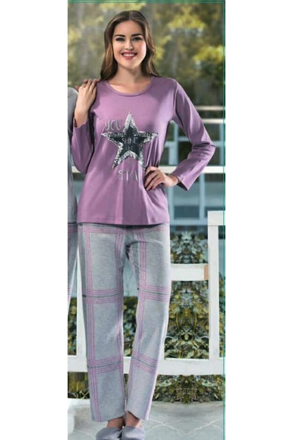 gecem Women s Purple Fleece Pajama Set Trendyol