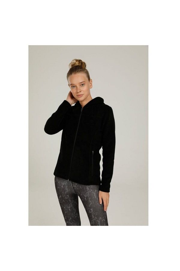 Lumberjack Women s Black Color Fleece Hooded Zippered Jacket Ct657 Basic Fleece Trendyol