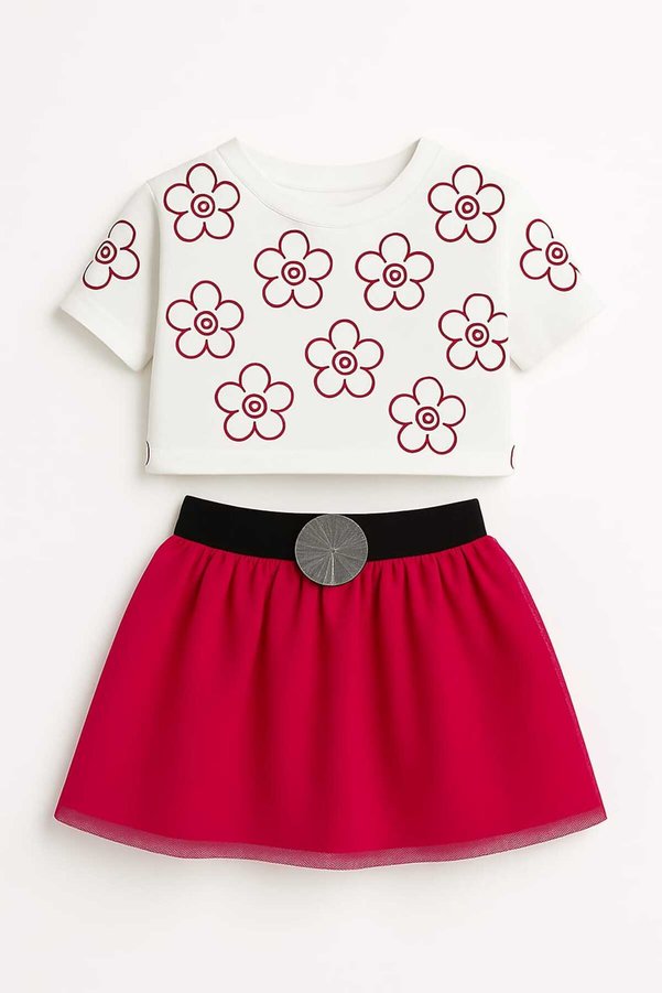 ozbaby.com Summer Baby Girl Set with Mini Tulle Skirt 100% Cotton T-Shirt