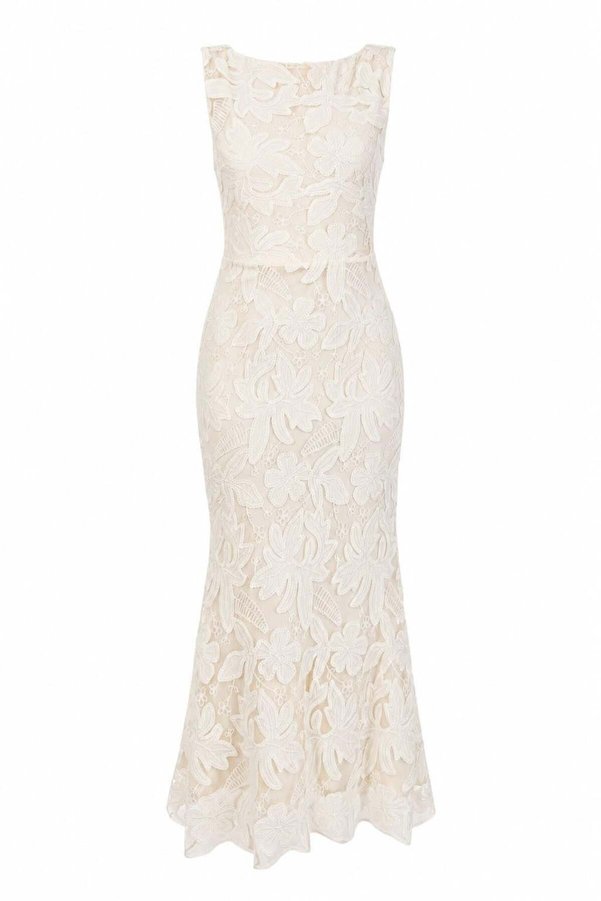 HAZELANNA Floral Lace Ecru Dress