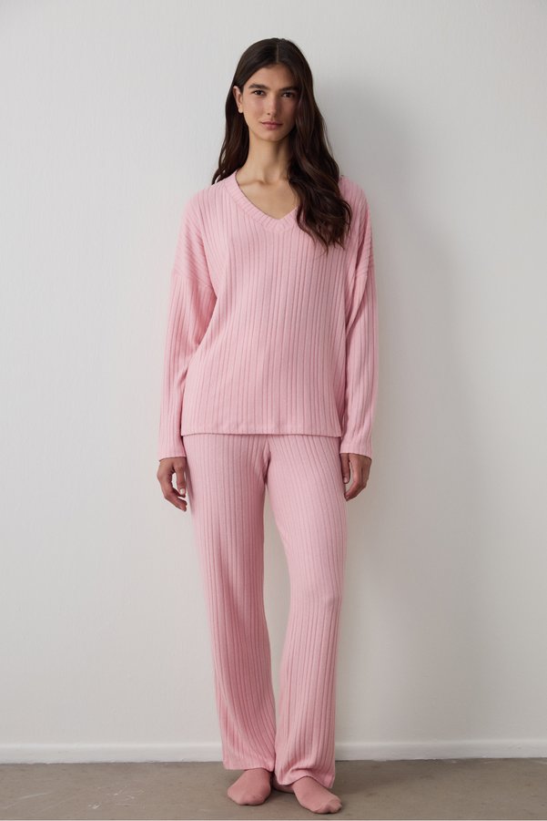 Penti Pink Cozy Pink Pants Thermal Effect Pajama Set