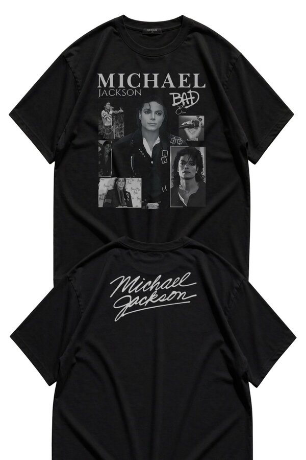 Fuddy Moda Unisex Oversize Michael Jackson Bad Ense Printed T-Shirt