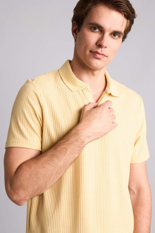 Defacto Regular Fit Short Sleeve Yellow Polo T-Shirt H8901Ax26Sm
