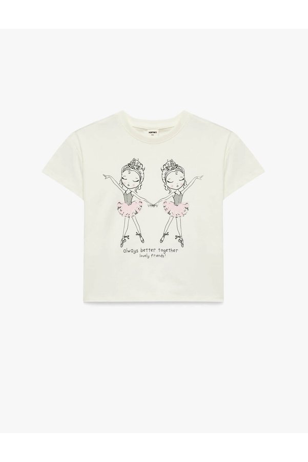 Koton Ballerina Printed Ecru Baby Boy T-Shirt 6Smg10011Ak