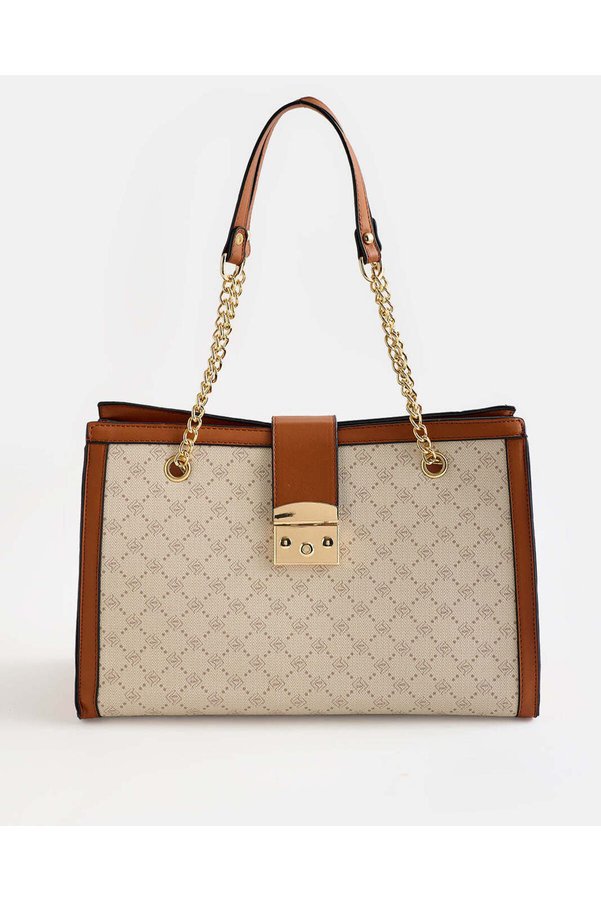 REDTAG Women Brown Printed Tote Bag