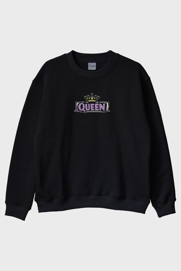 lofux Queen Crown Black Crew Neck Sweatshirt