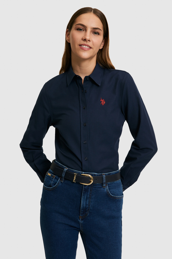U.S. Polo Assn. Women's Navy Blue Long Sleeve Basic Shirt 50324791-Vr033