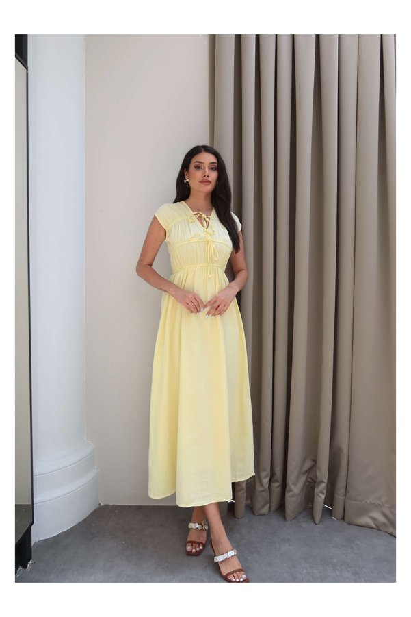 ESRAHELVACI Zero Sleeve Dress with Elastic Waist