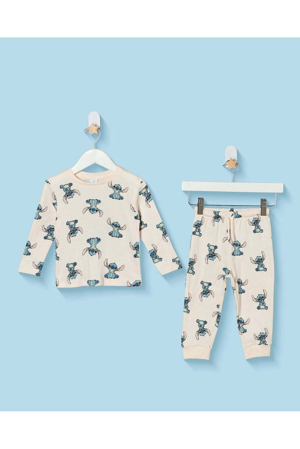 REDTAG Infant Boys Cream Stitch Printed Pyjama Set (Pack Of 2)