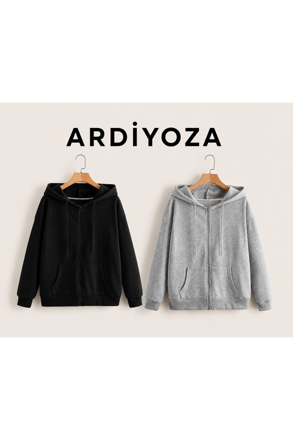 SILATU Unisex 2-Piece Gray Black Zippered Jacket