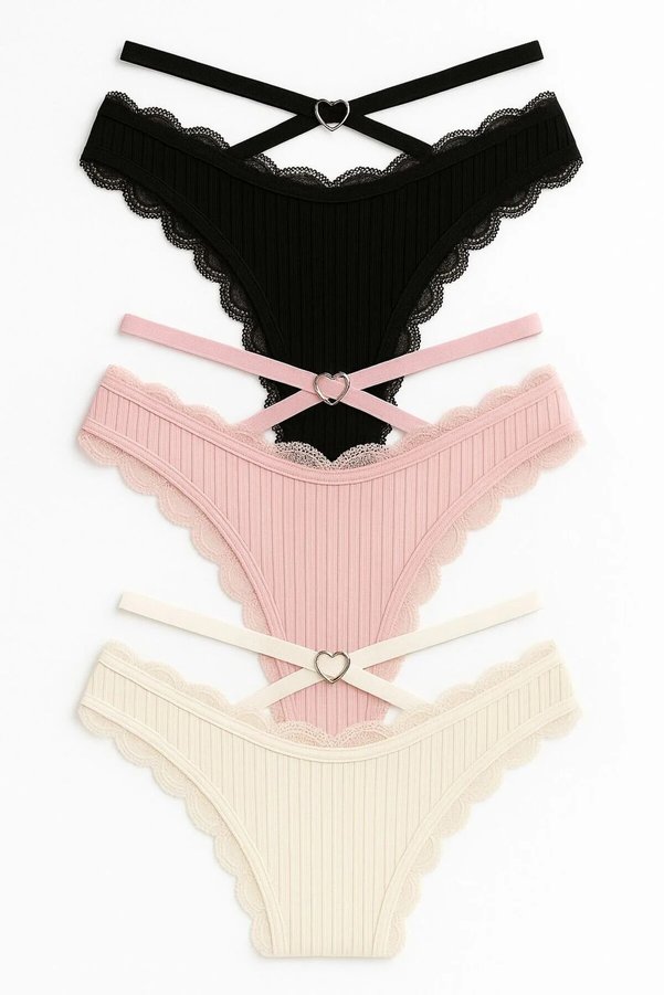 MAVİ QUMSAL Ribana Ringed Bikini Set of 3 Black White Pink