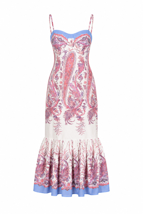 HAZELANNA Fish Model White Linen Dress with Straps