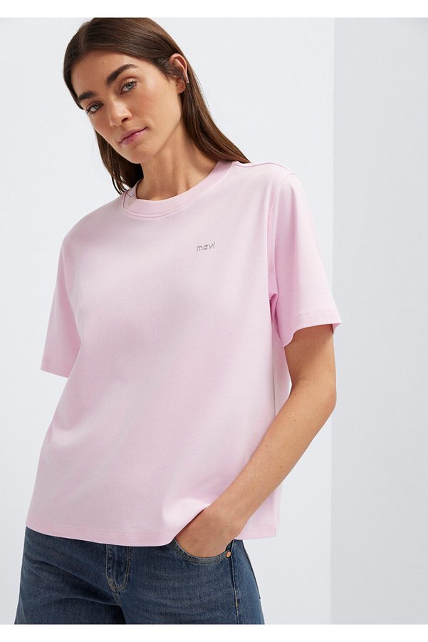 Mavi Logo Printed Pink T-Shirt Regular Fit / Normal Cut 1613882-86959