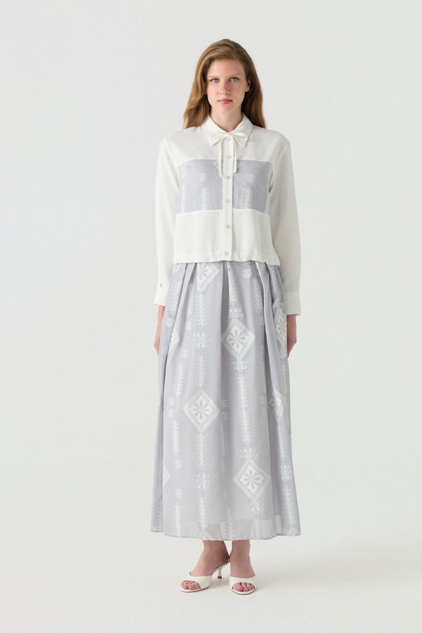 Zühre Lace Detailed Patterned Skirt Suit Azalea Suit 1755