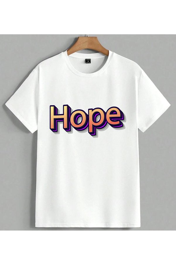 ELFERA Hope Yazi Purple Gold D Texture Printed Unisex Oversize T-Shirt White