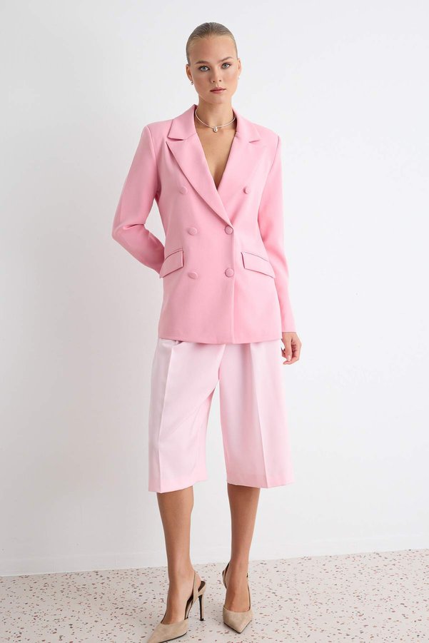 Trendyol Collection Pink Regular Lined Woven Blazer Jacket TWOSS21CE0137