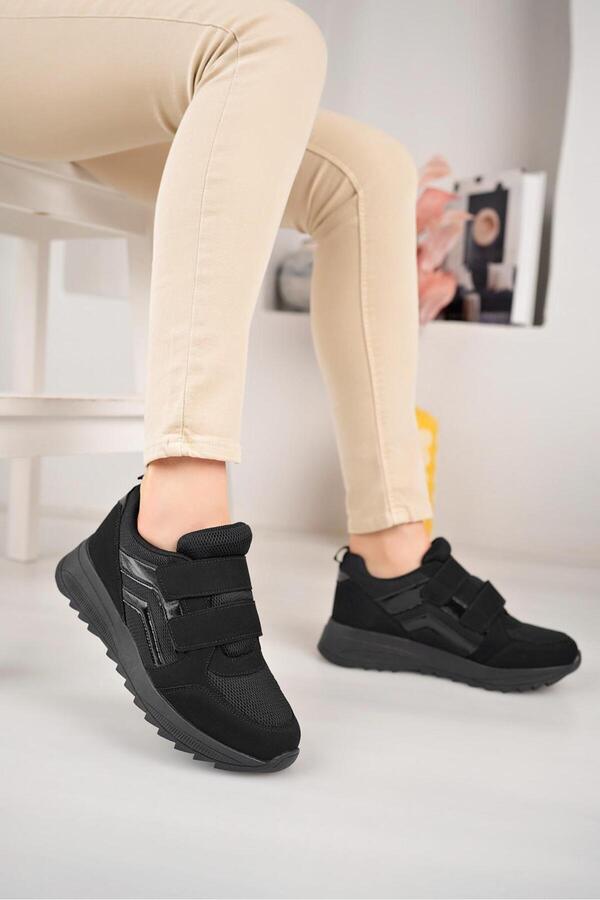 McDark Women's Black Leather Sneaker Shoes