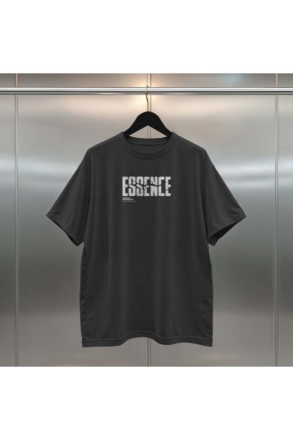 buzagi Essence Digital Printed Oversize Black T-Shirt