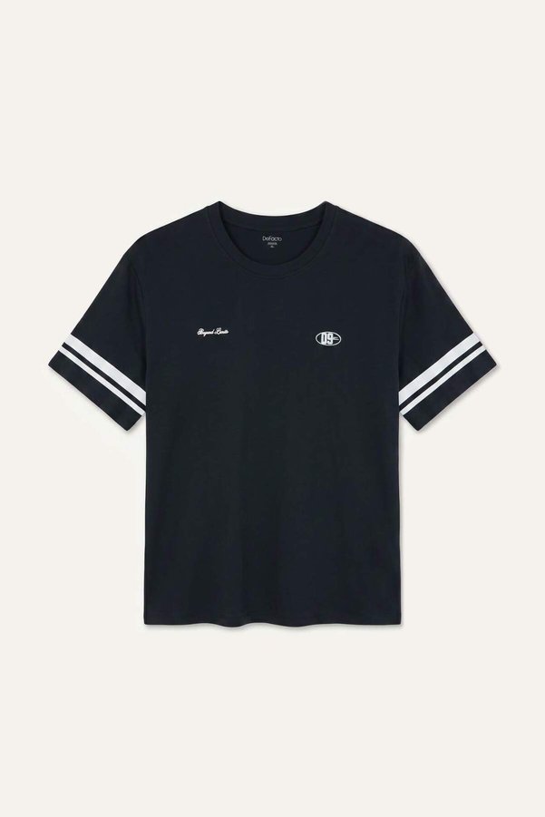 Defacto 100% Cotton Regular Fit Large Size Printed Short Sleeve T-Shirt H1157Ax26Sm