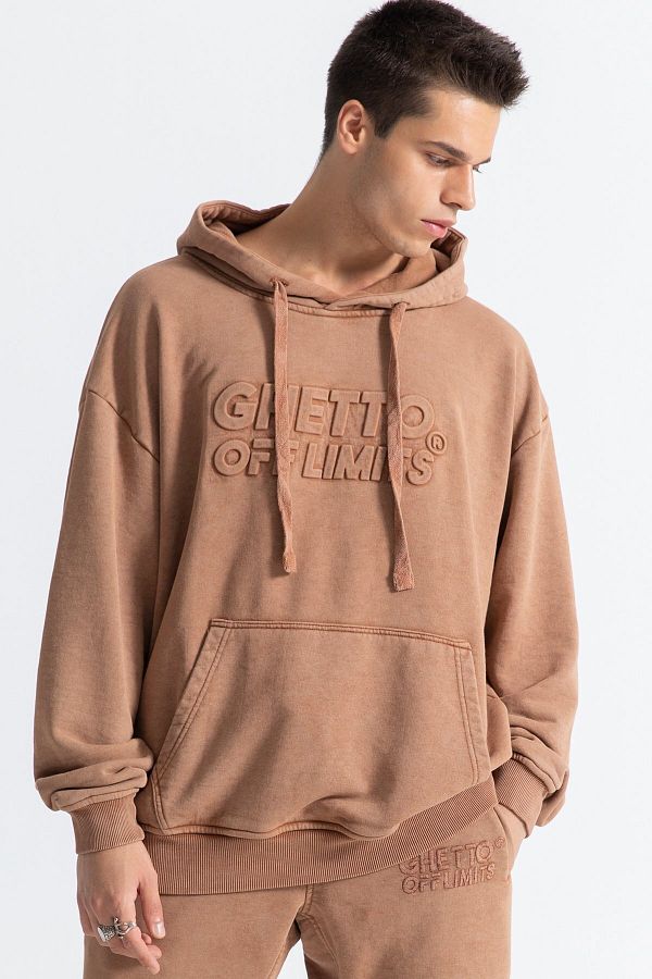 Ghetto off limits-Men's Brown Sweater Washable Hoodie 1