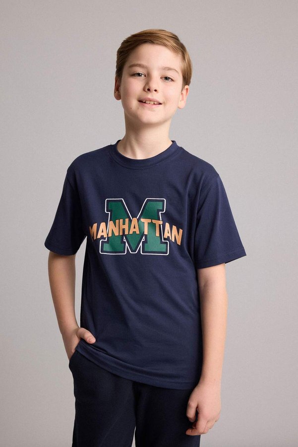 Defacto 100% Cotton Regular Fit Crew Neck Printed Short Sleeve T-Shirt Boys G9960A826Sm