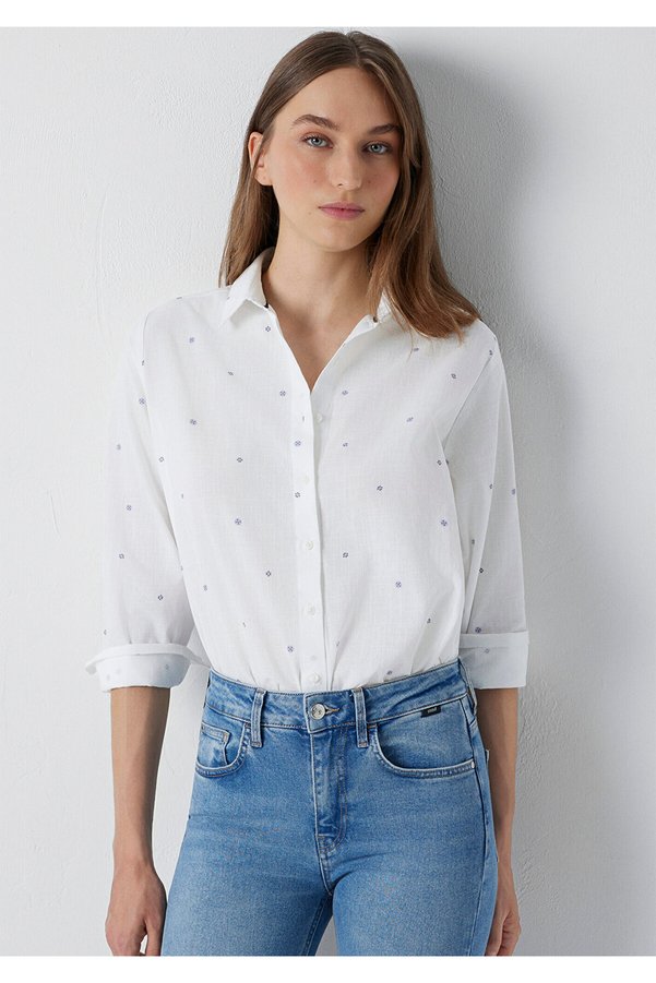 Mavi Printed White Shirt Loose Fit / Relaxed Fit 1210030-91620