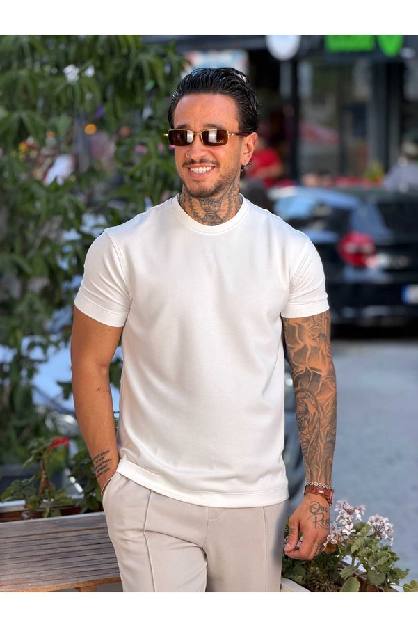 manch collection Regular Fit Basic Modal T-Shirt White