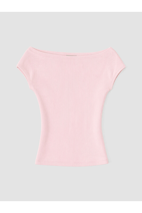LC Waikiki Peak New Season Boat Neck Women's Ribbed T-Shirt