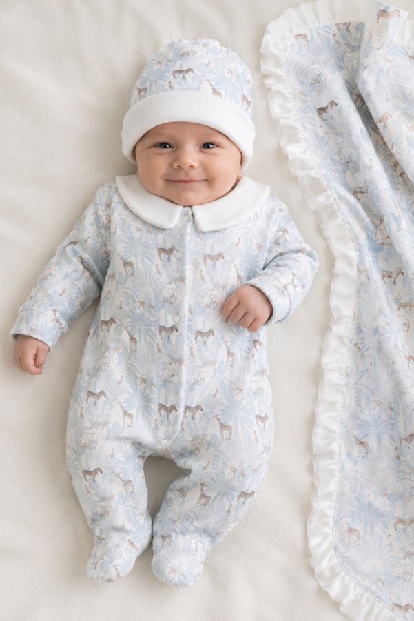 Naka Concept Bébé Zebra Fleur 3 Piece Hospital Discharge Set | Premium Interlock Newborn Gift Set