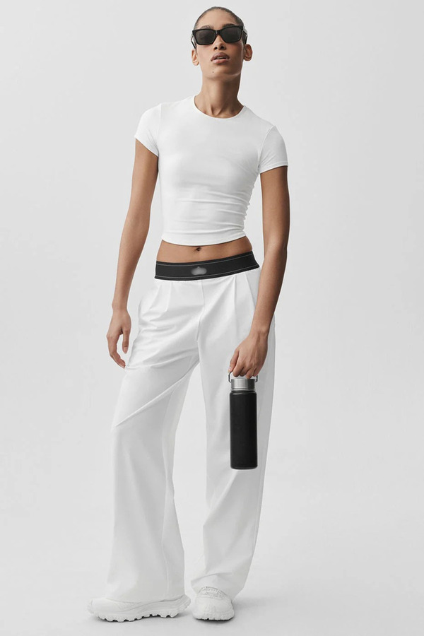 TrendAllStore White Color Elastic Waist Jogger Casual Pants