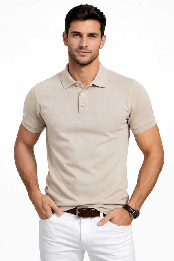 Castello Men's Polo Neck T-Shirt Pique Fabric | Comfortable Fit, Breathable, Casual and Stylish