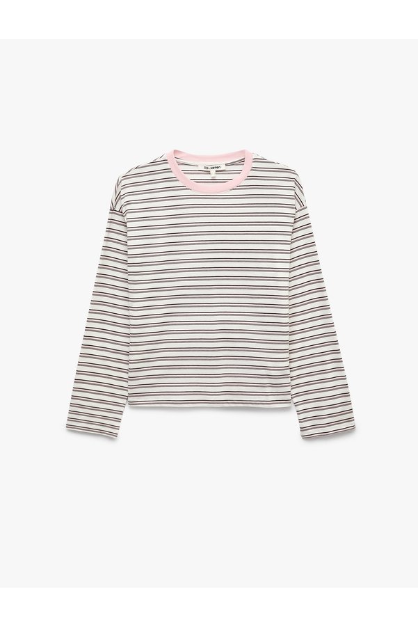 Koton Comfortable Fit Long Sleeve Crew Neck Cotton Striped T-Shirt
