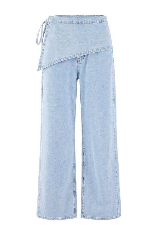 Trendyol Collection Light Blue Waist Detailed Low Waist Wide Leg Jeans Twoaw27Je00160