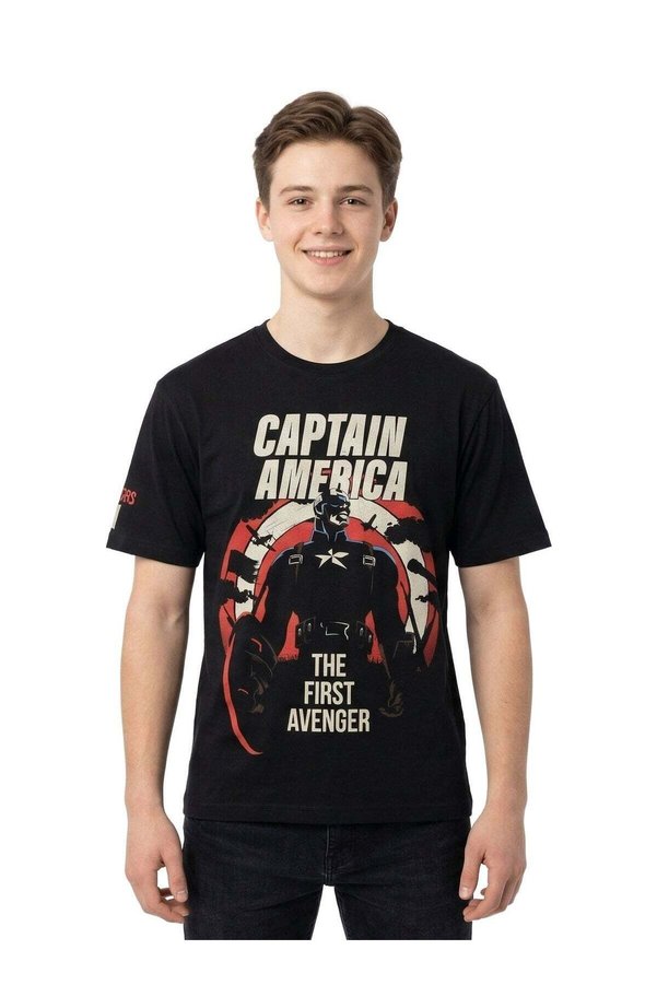 MARVEL Men’s Captain America “The First Avenger” Graphic Printed T-Shirt