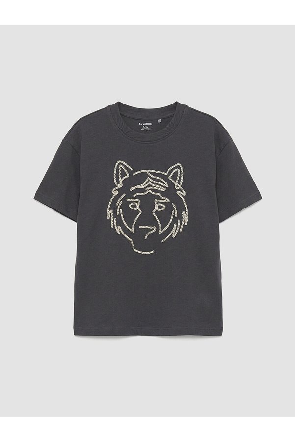 LC Waikiki Nevavm Farklı Baskılı Tiger Printed Boy's T-Shirt
