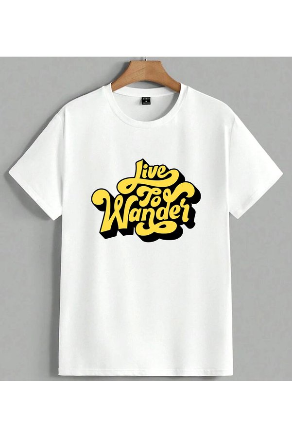 ELFERA Live to Wander Sari Typography Printed Unisex Oversize T-Shirt White