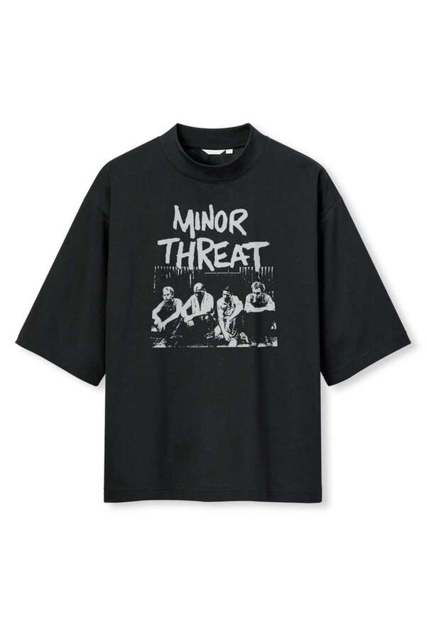 buzagi tasarım ürünleri Minor Threat Digital Print Oversize Black Unisex T-Shirt