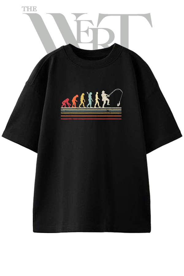 THEWERT Evrim Balikci Design Printed Unisex Black Oversize T-Shirt
