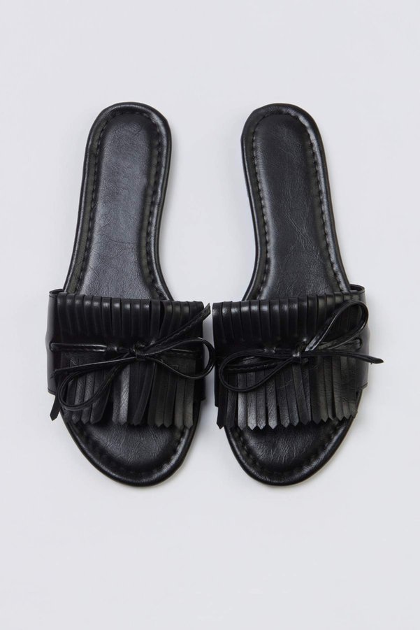 Trendyol Shoes Black Tassel Detailed Women's Slippers Takss26Te00041