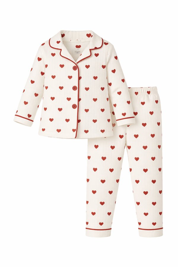Bubito Heart Baby Girl Top and Bottom 2-Piece Pajama Set-Multicolor