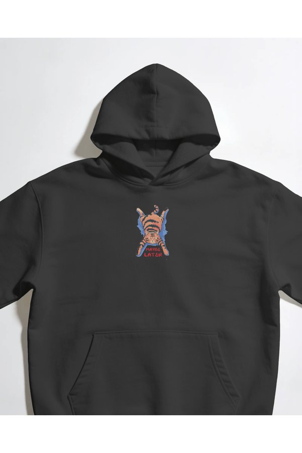 buzagi tasarım ürünleri Maybe Later Unisex Black Sweatshirt