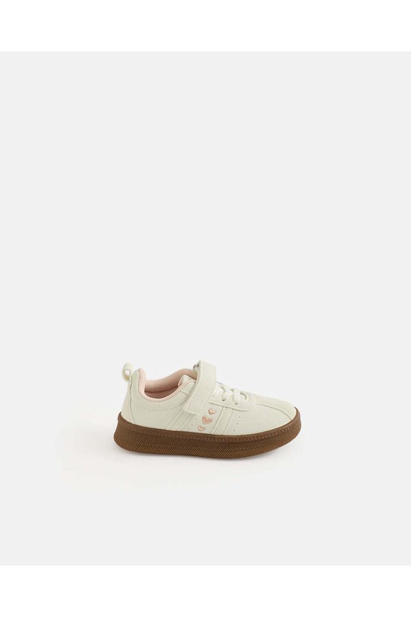 REDTAG Girls Cream Heart Embroidered Casual Shoes