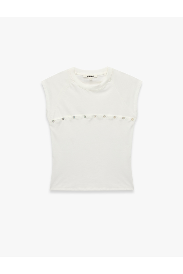 Koton Buttoned Regular Fit Crew Neck Sleeveless T-Shirt